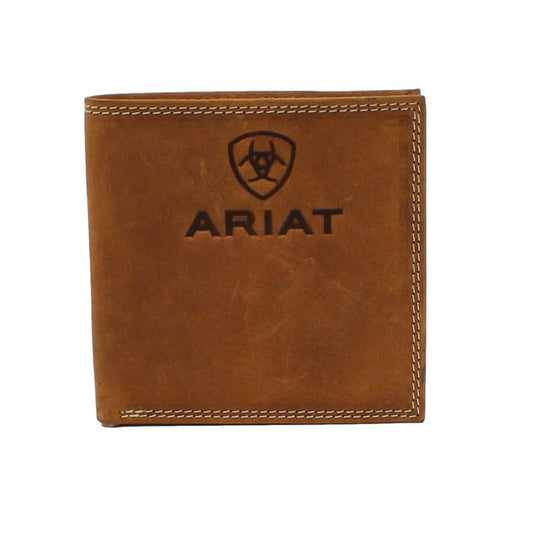 Ariat Men's Leather Logo Inlay Bi-Fold Wallet