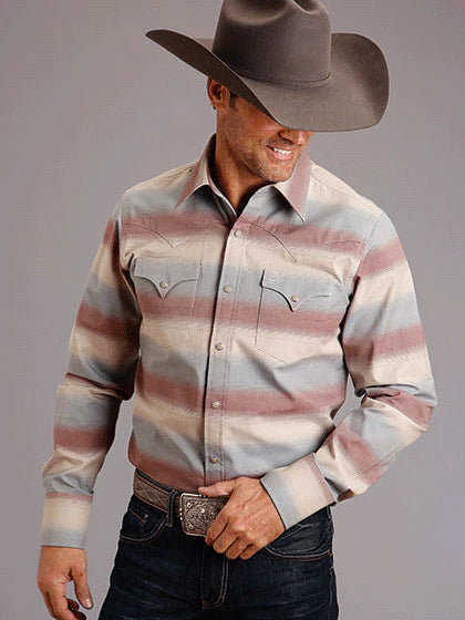 Stetson Ombre Stripe Twill Snap Men's Western Shirt