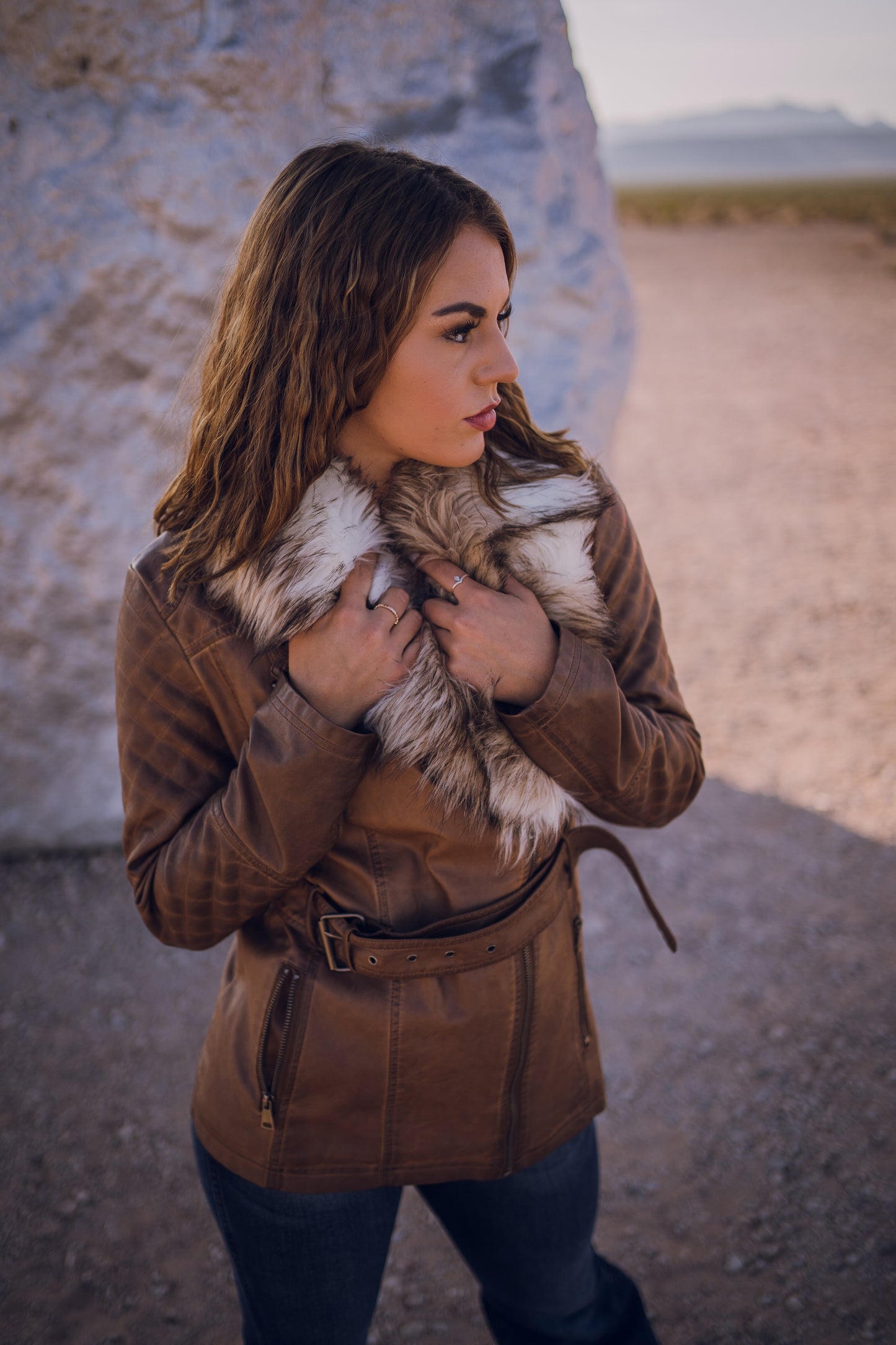 Almost Gone✨ The Duchess Leather and Faux Fur Jacket